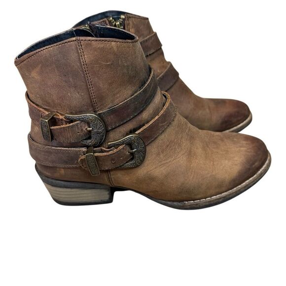 Sterling River Brown Leather Strappy Ankle Boots - Picture 3 of 11